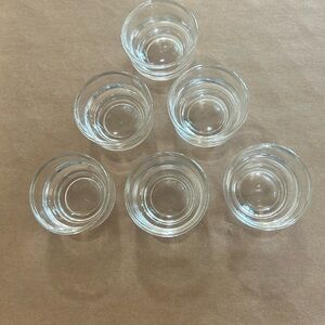 VINTAGE LOT OF 6 ANCHOR HOCKING Clear single  2 OZ bowls Pinch Cups Salt Cellars